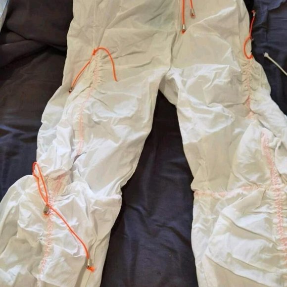 White orange cargo parachute pants - Picture 3 of 5